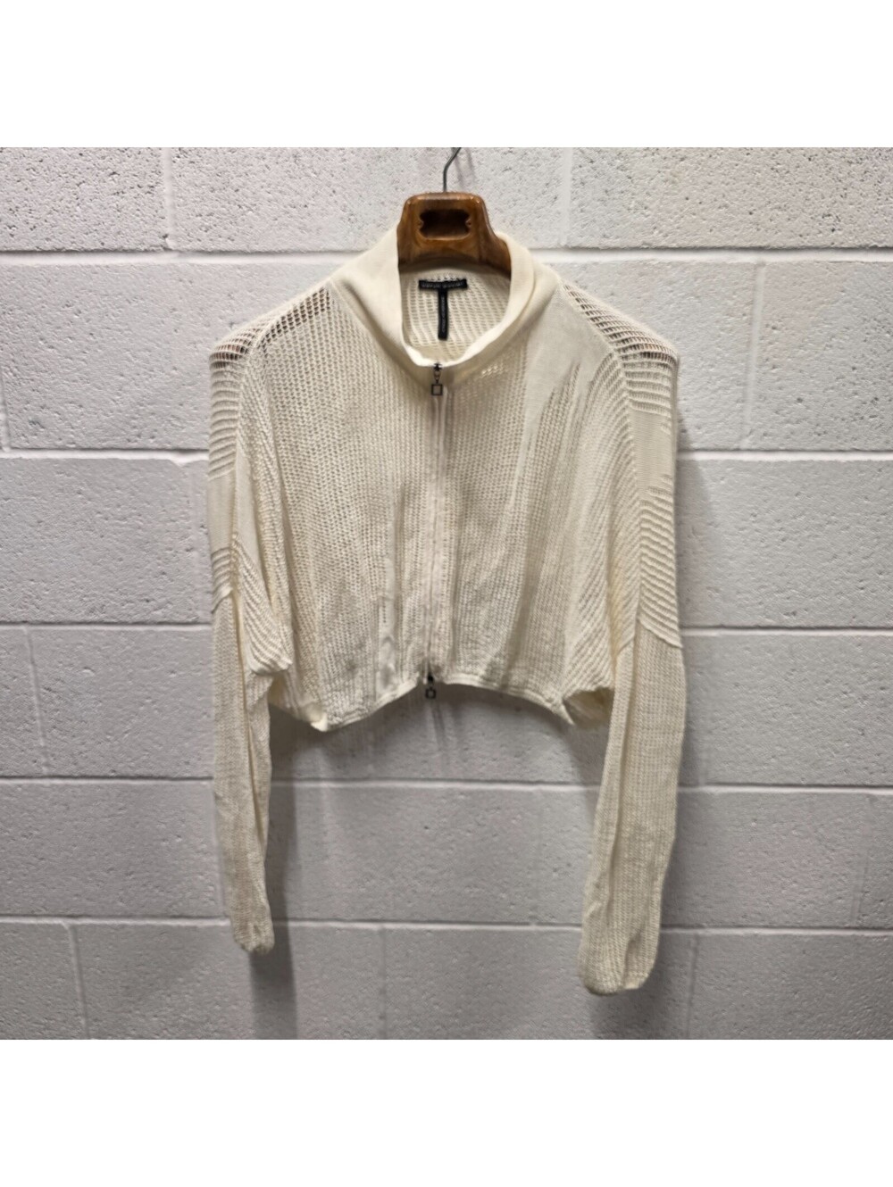 Sarah Pacini Sand linen signature cardigan cropped Open Knit One Size OS